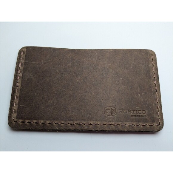 Rustico Leather Card Holder 2 Pocket Wallet Made In USA - Picture 1 of 4